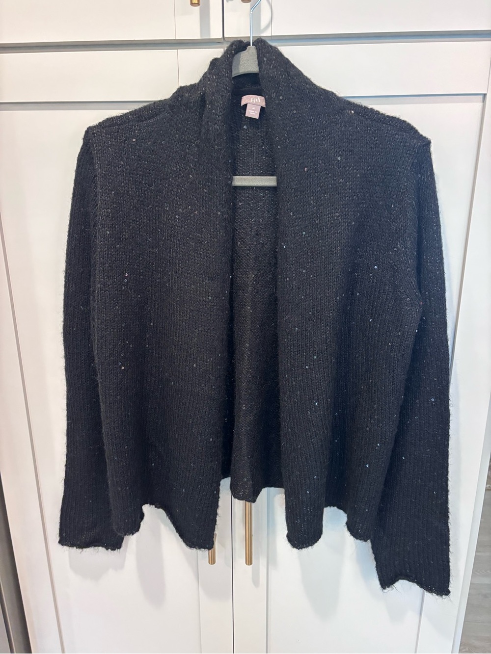 J Jill black, sequined Open-Front Women’s Cardigan Sweater